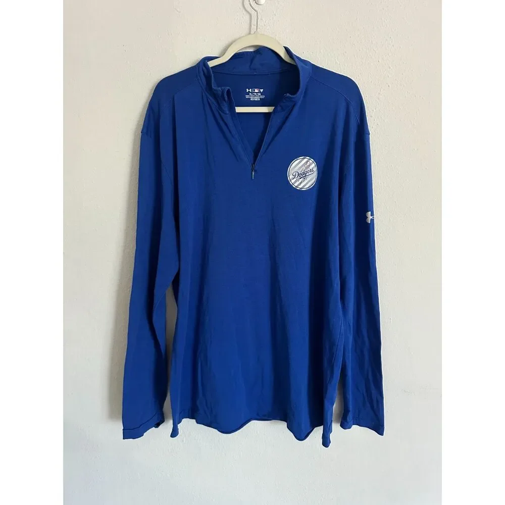 Los Angeles Dodgers Under Armour HeatGear 1/4 Zip Pullover Shirt Blue XL MLB - Picture 9 of 10